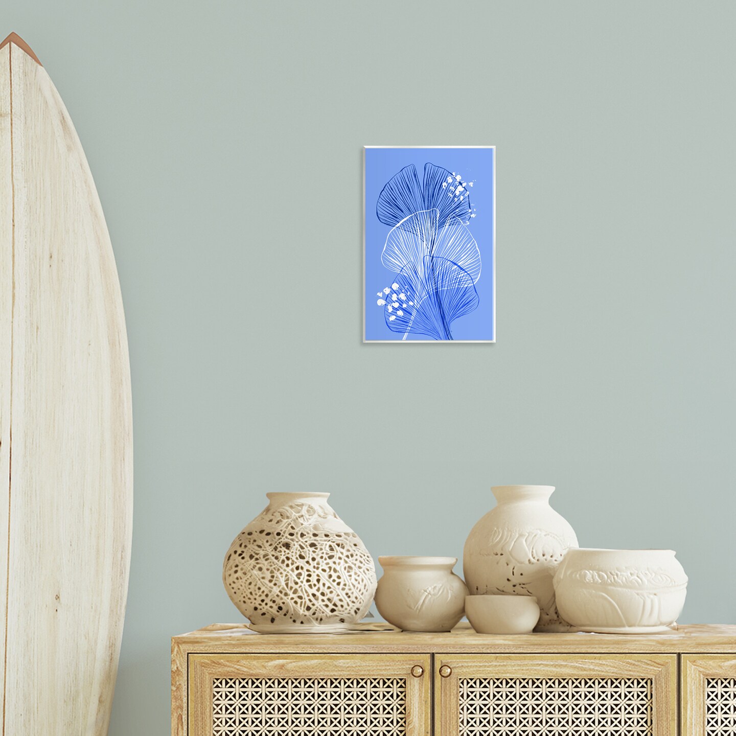 Stupell Industries Layered Blue Gingkoes Wall Plaque Design by Martina Pavlova