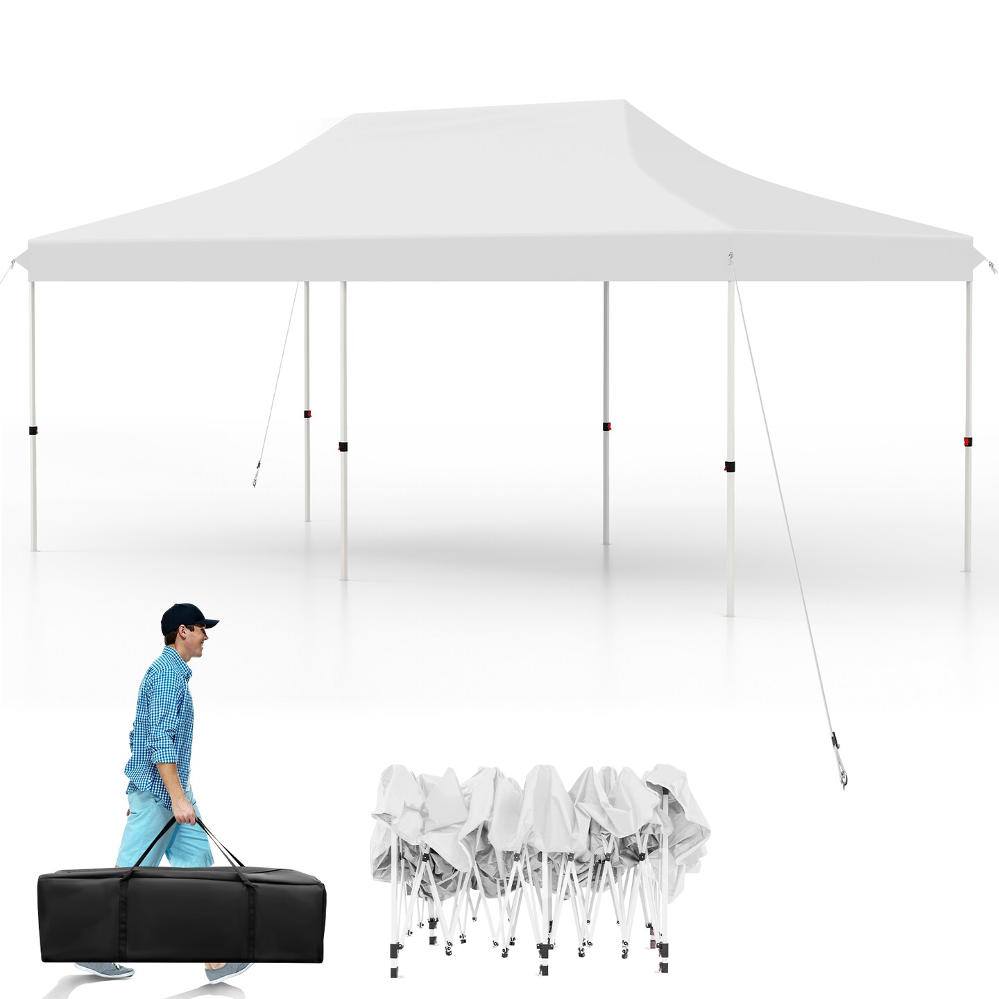 10x20 Feet Pop Up Foldable and Portable Outdoor Gazebo with Carry Bag Ideal for Party or Wedding Ceremony