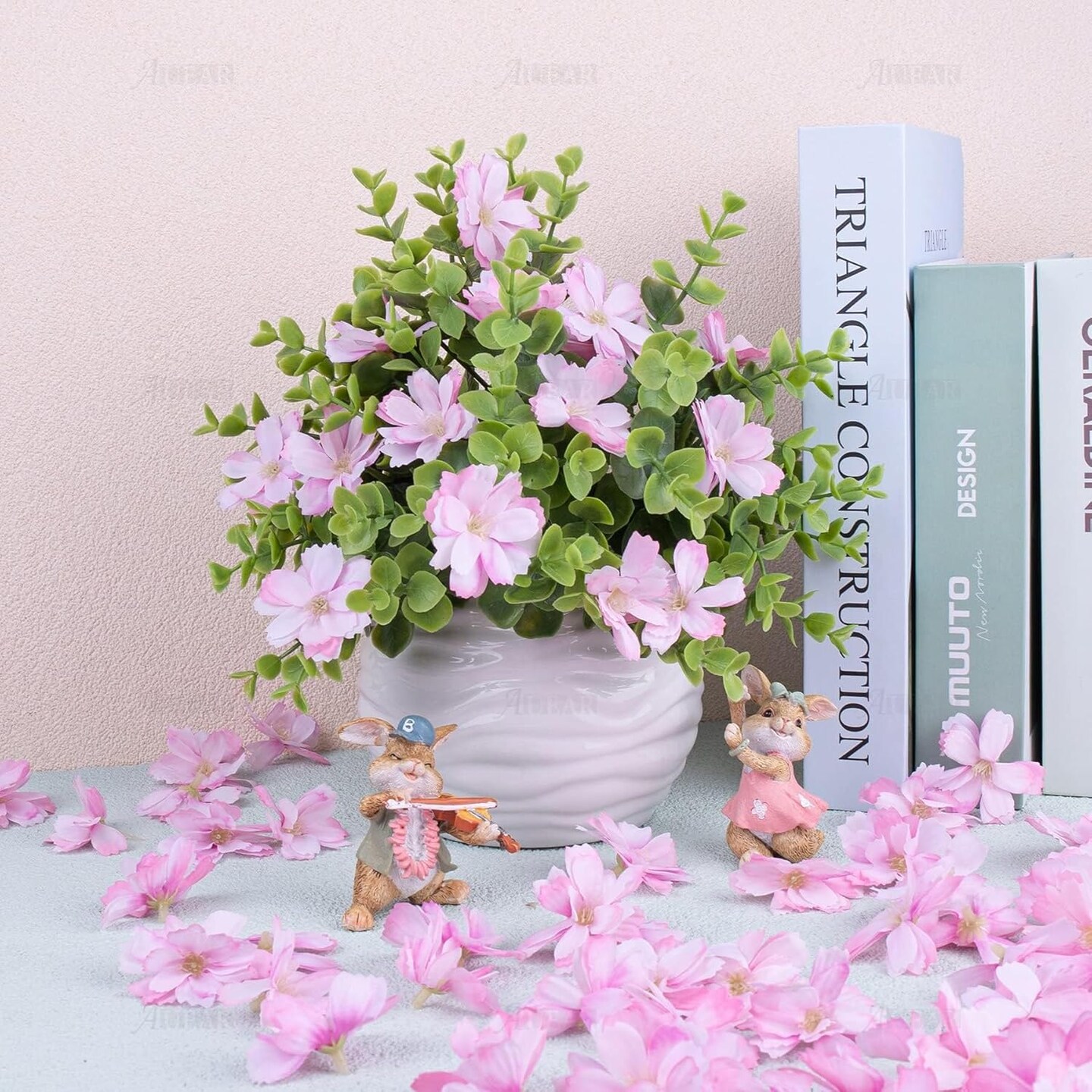 50 Pack Artificial Silk Cherry Blossom Flowers Heads Fake Wholesale Peony Daisy Decor for Bridal Hair Clips Headbands Dress DIY Accessories Wedding Party Decorative Colorful