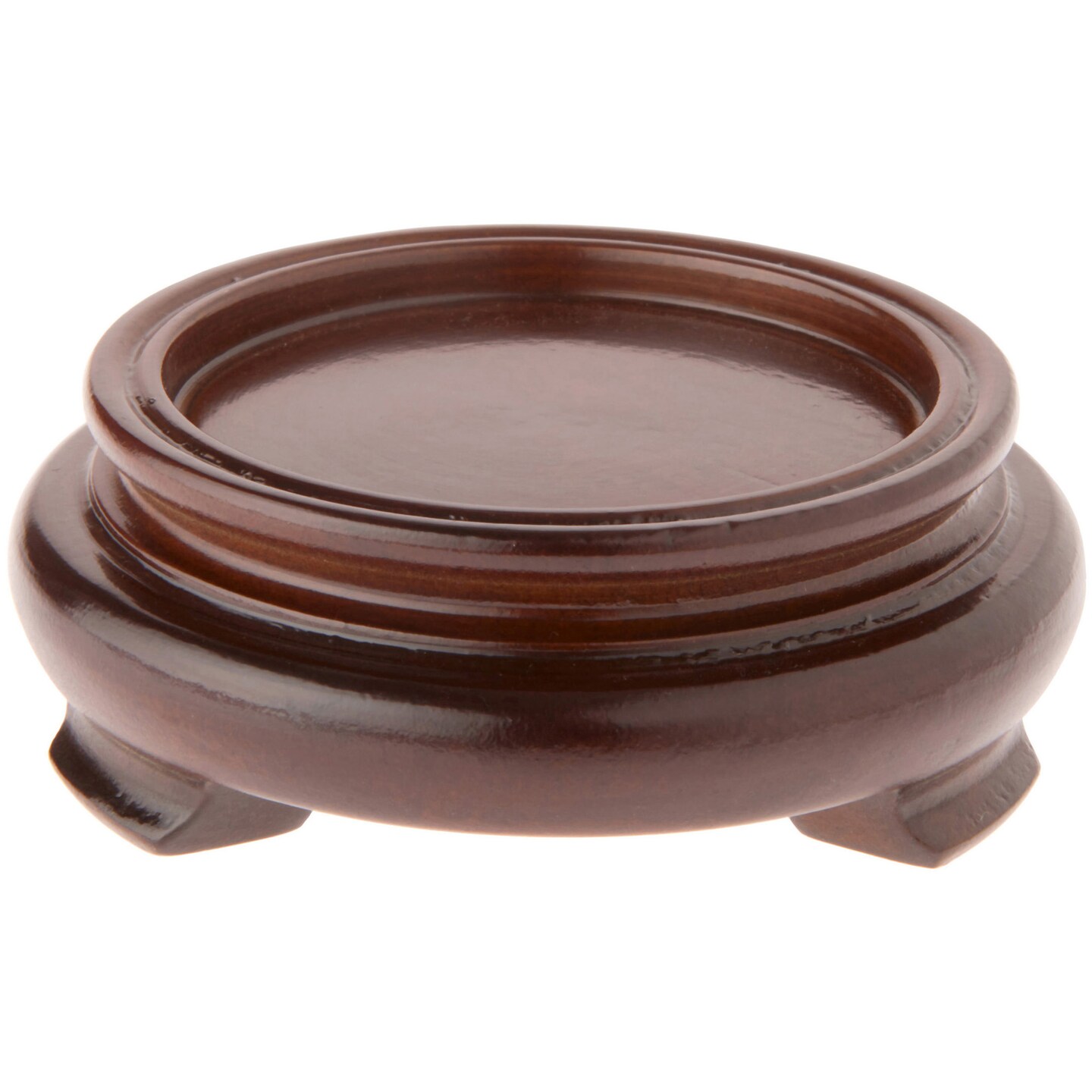 Plymor Walnut Round Wood Veneer Footed Display Base, 3" W x 3" D x 1.25" H (2" Display Diameter)