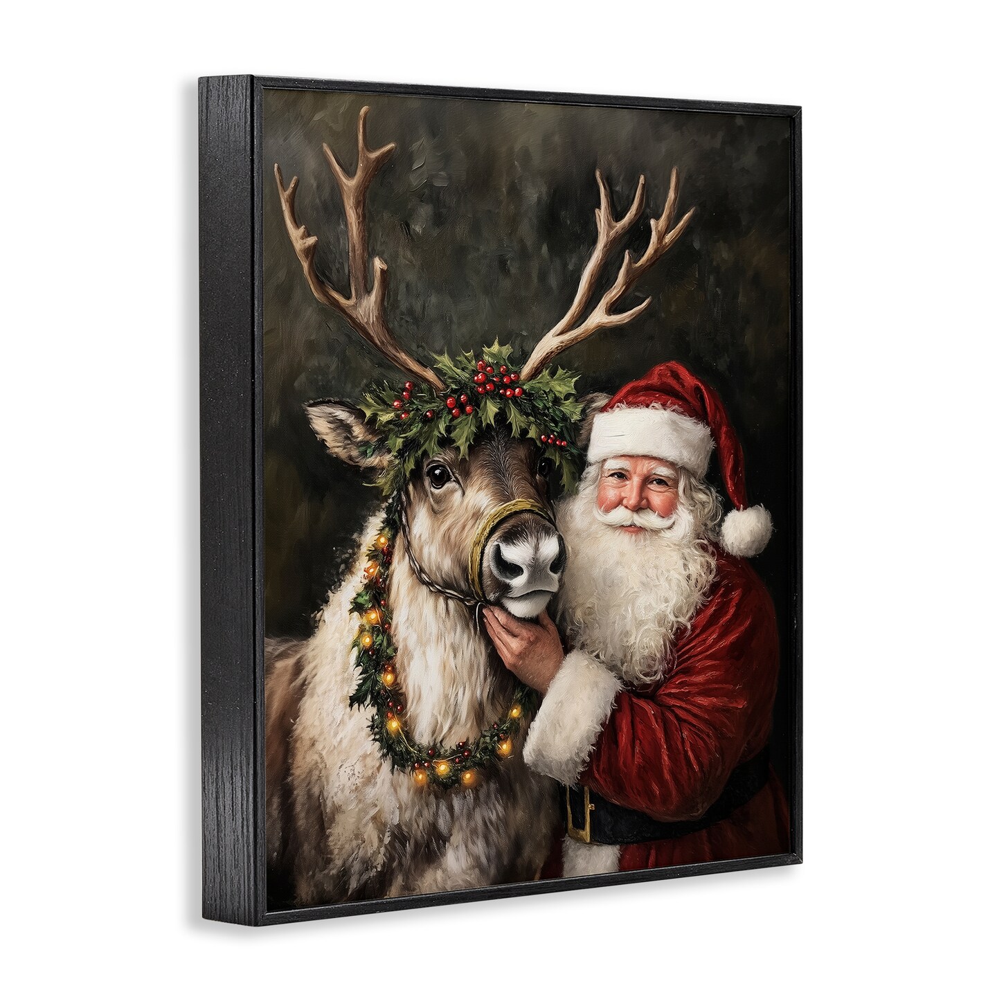 Stupell Industries Santa &#x26; Reindeer Portrait Framed Giclee Design by Arlington Prints