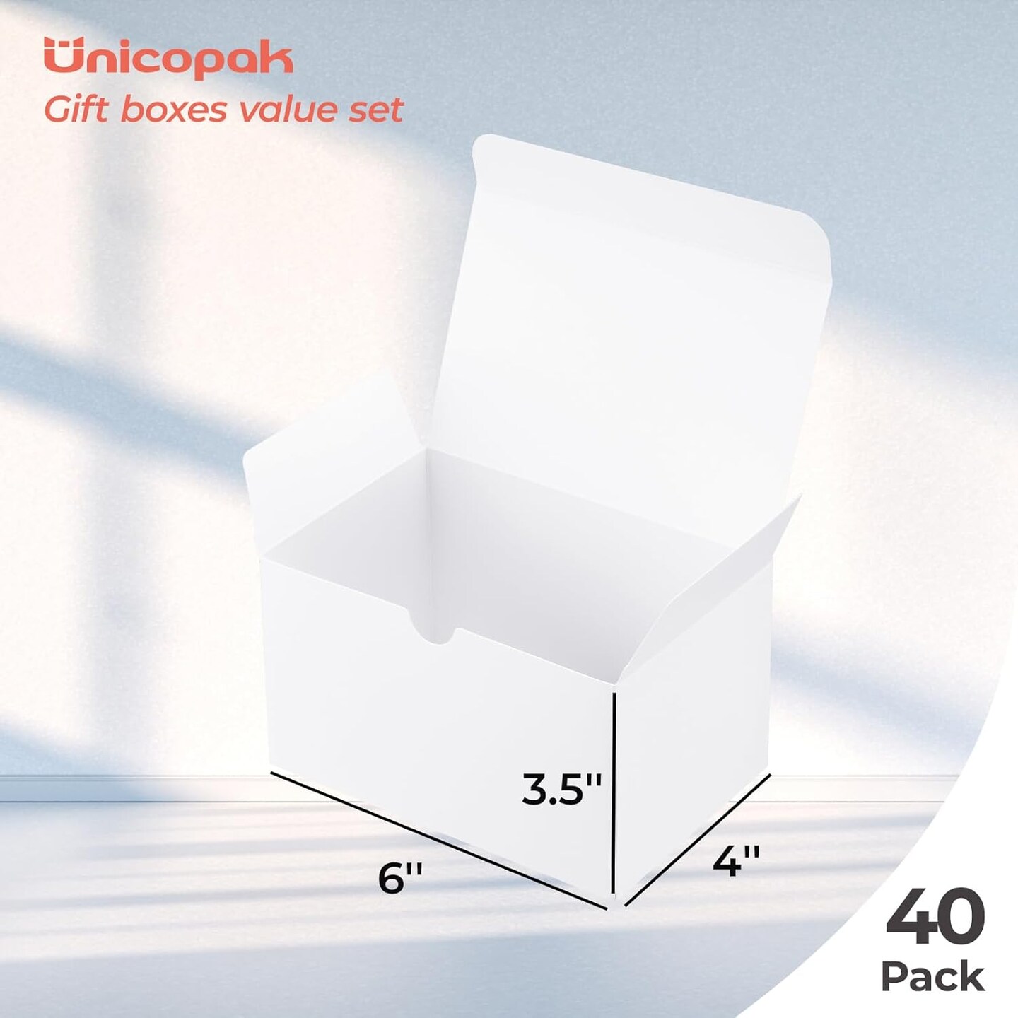 40 Pack Gift Boxes 6x4x3.5 Inches White Gift Boxes with Lids for Presents Small Gift Boxes Bulk for Candle Mug Perfume Craft Ornaments Cookies Treats Favors