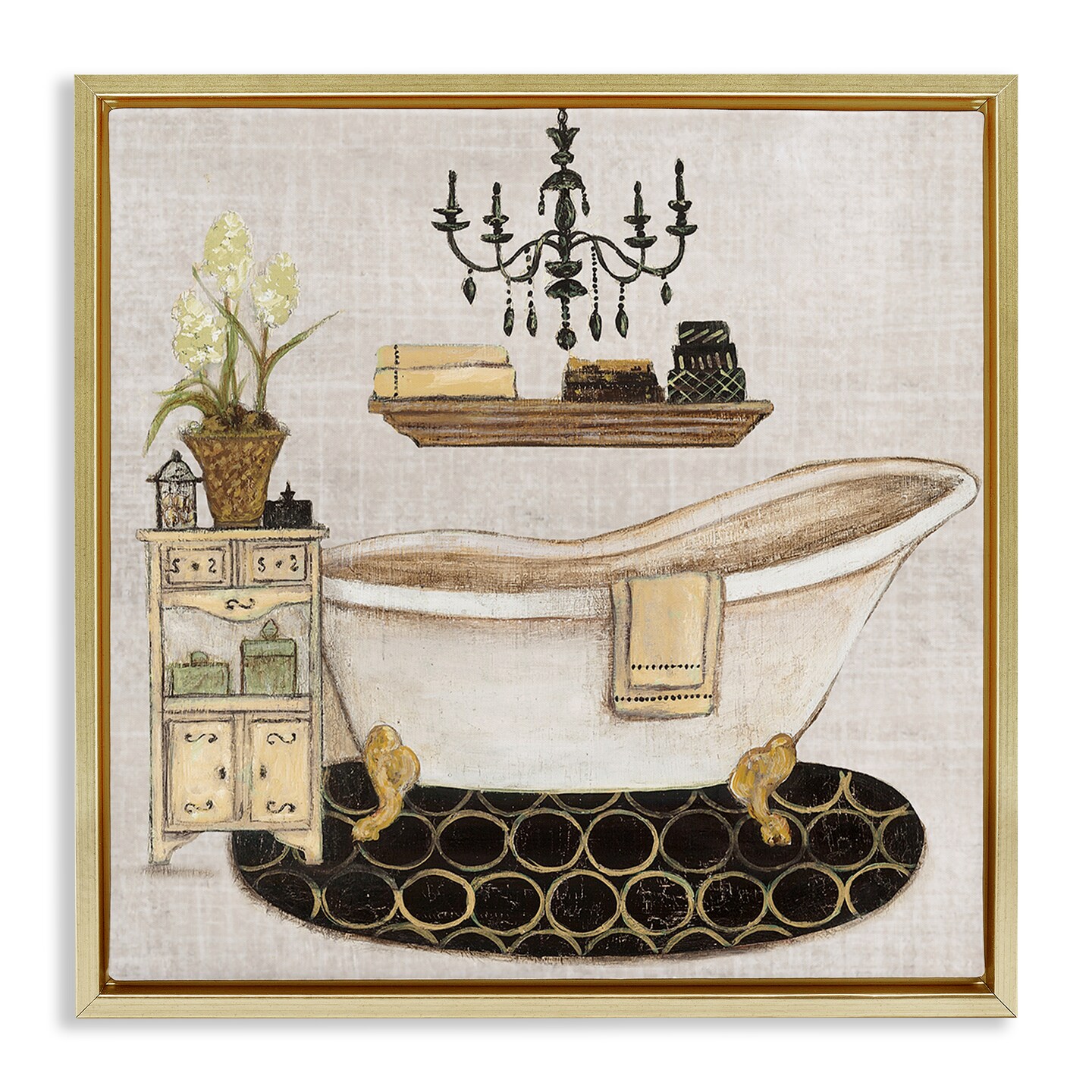 Stupell Industries Serene Vintage Bathtub Floating Frame Design by Janet Tava