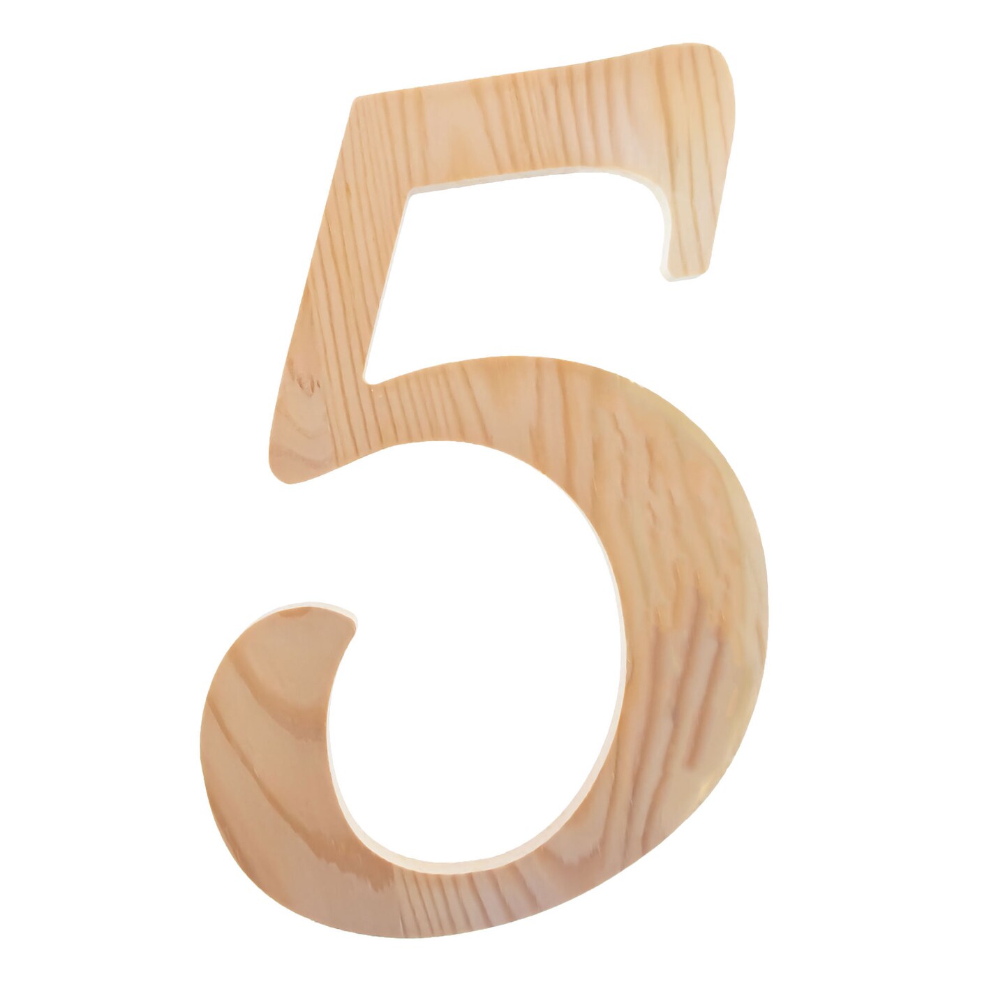 Unfinished Wooden Playball Italic Number 5 (6.25 Inches)