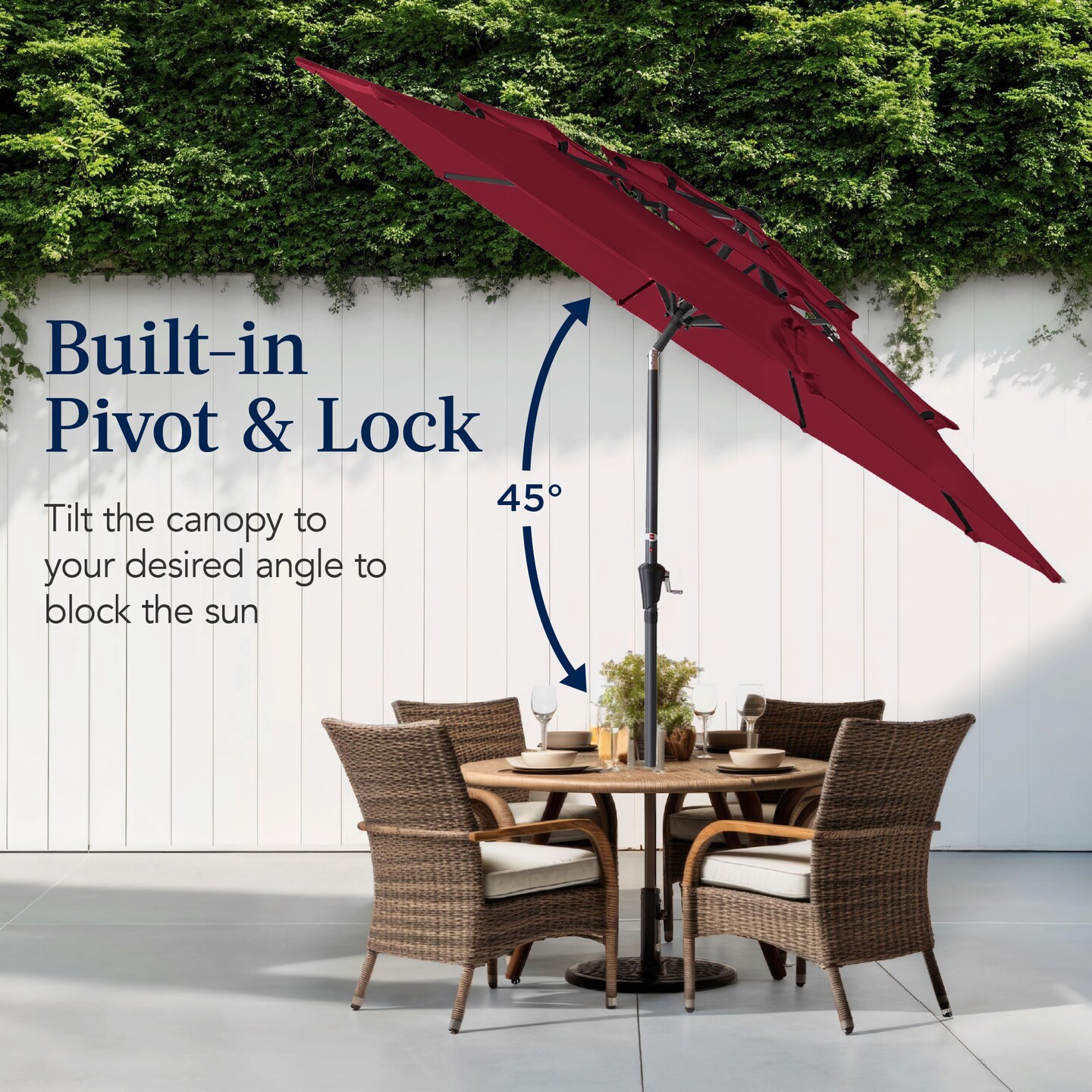 Best Choice Products 10ft 3-Tier Patio Umbrella, Market Sun Shade w/ Tilt Adjustment, Easy Crank