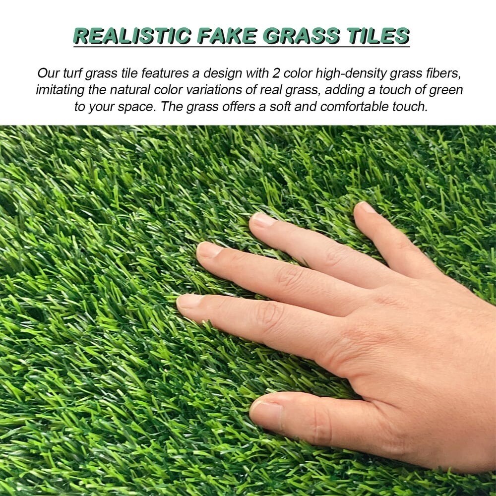 35ct 12&#x22; Artificial Grass Self-Draining Interlocking Turf Tiles