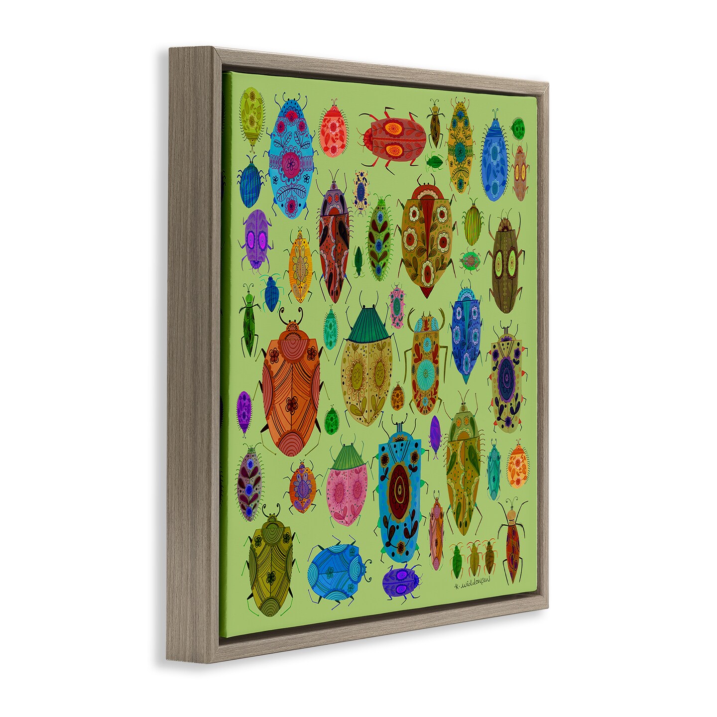 Stupell Industries Flowery Bugs &#x26; Insects Floating Frame Design by Kay Widdowson