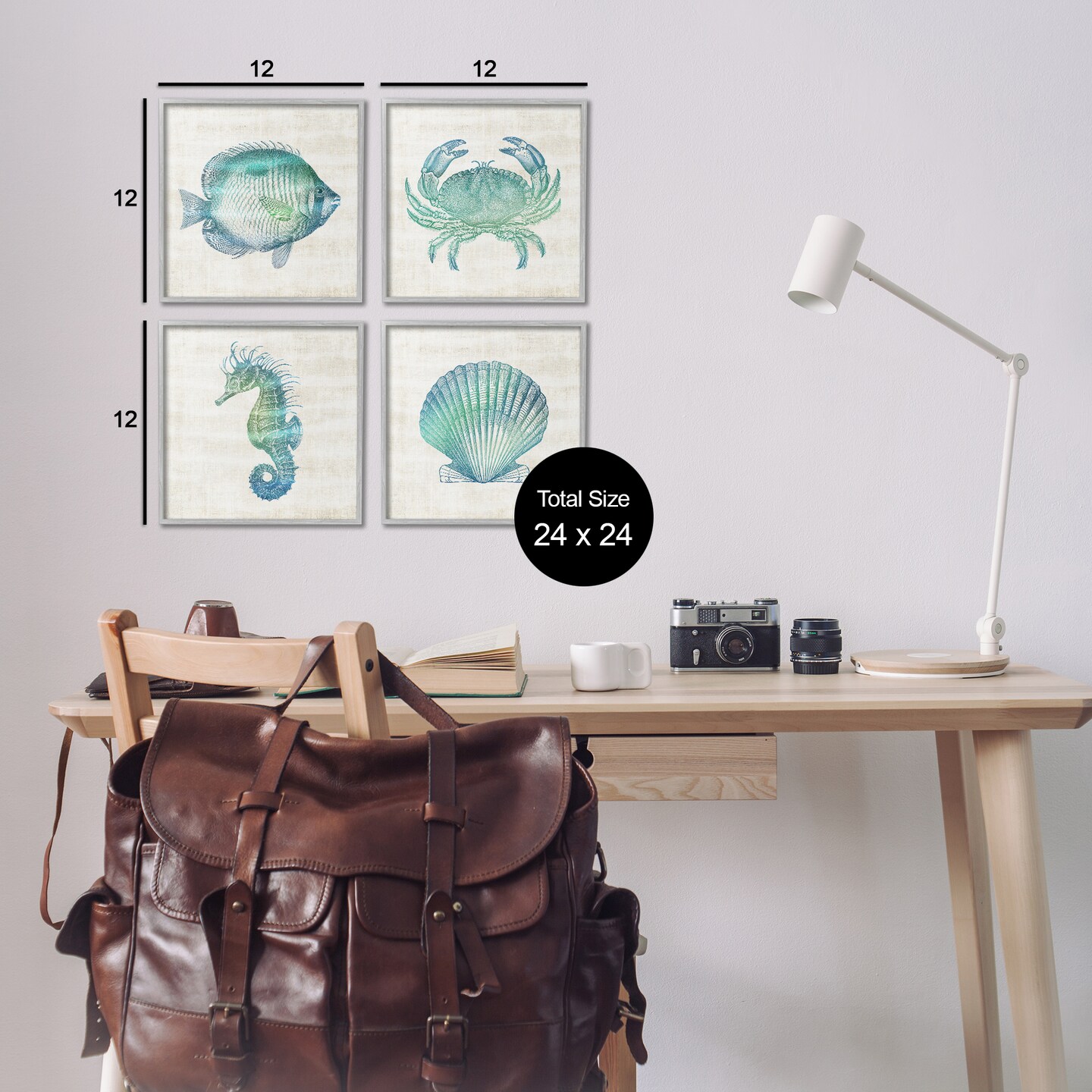 Stupell Industries Aquatic Sea Life Impressions 4pc Framed Giclee Set Design by Susan Arnot