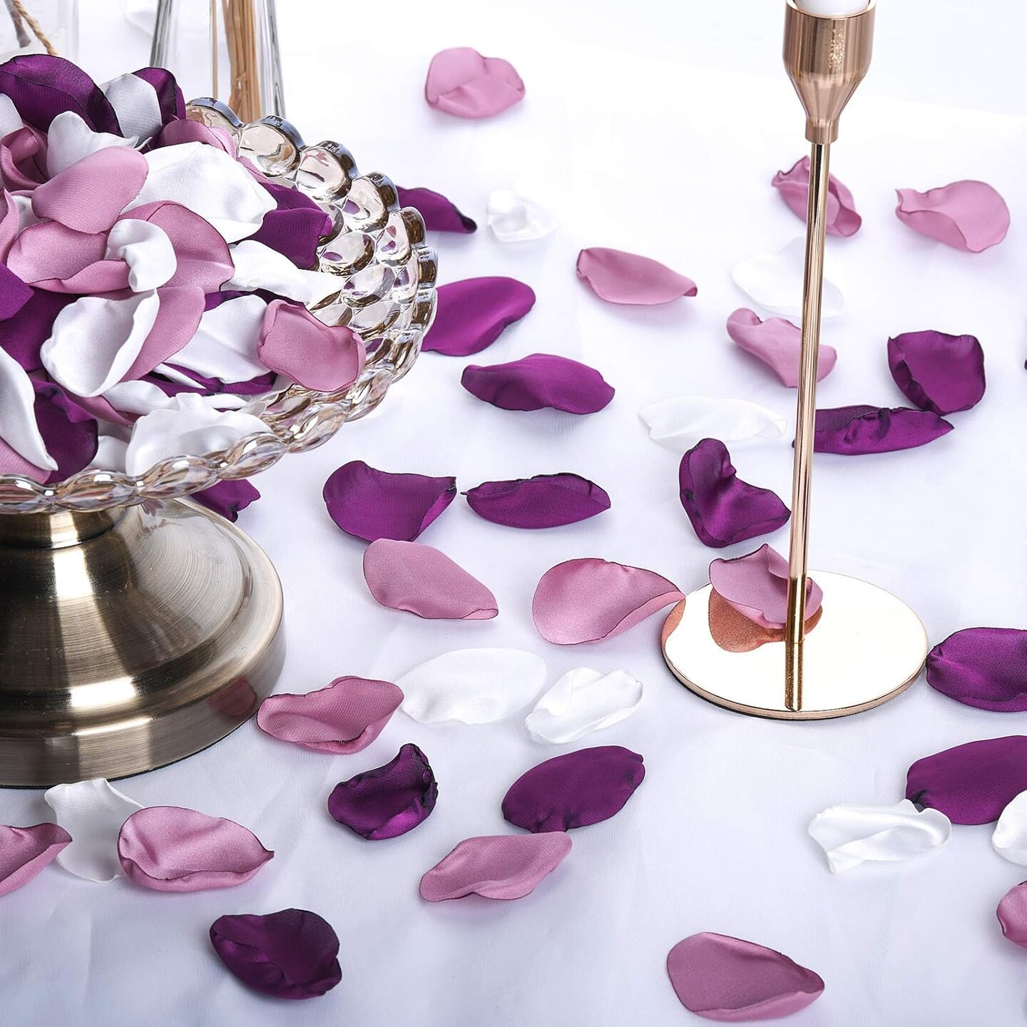 Artificial Silk Rose Petals 300pcs Reusable Fake Purple Flower Petals for Wedding