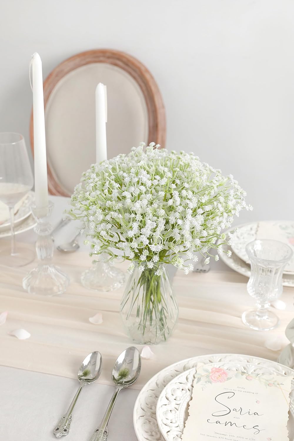 Babys Breath Artificial Flowers,30 Pcs White Gypsophila Greenery Sprays,Real Touch Flowers for Wedding Bouquets Centerpieces Floral Arrangements and Decorations