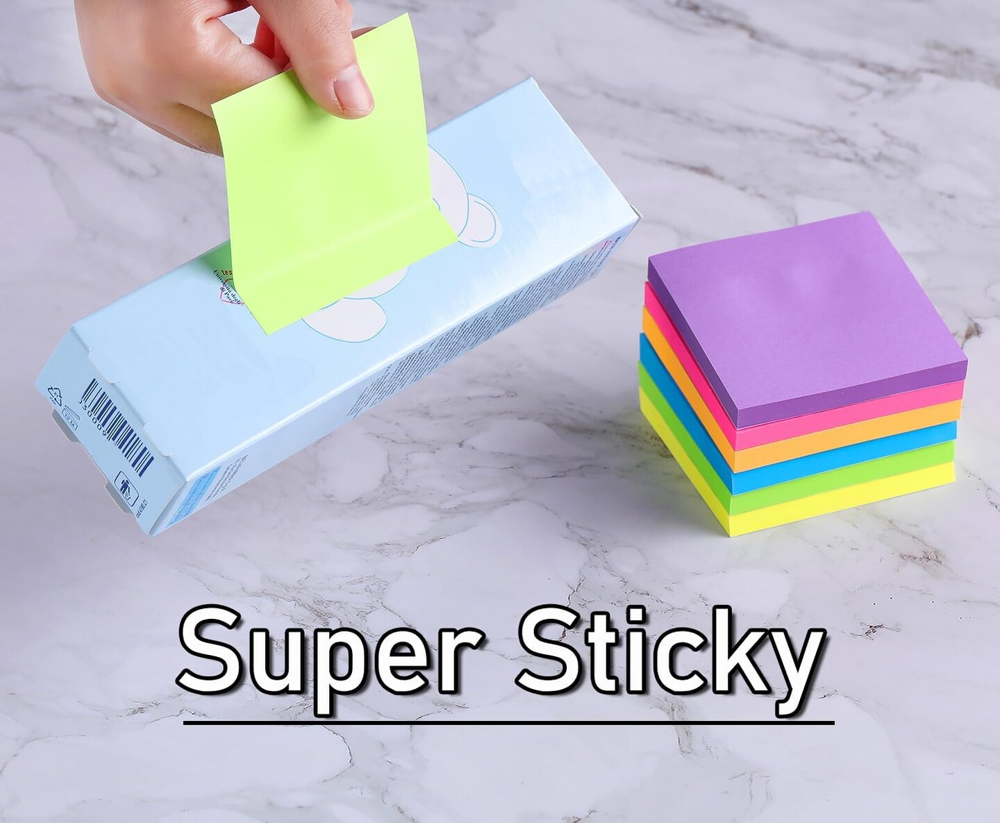 (24 Pack) Sticky Notes Post Bright Stickies Colorful Super Sticking Power Memo Pads, Strong Adhesive, 74 Sheets/pad