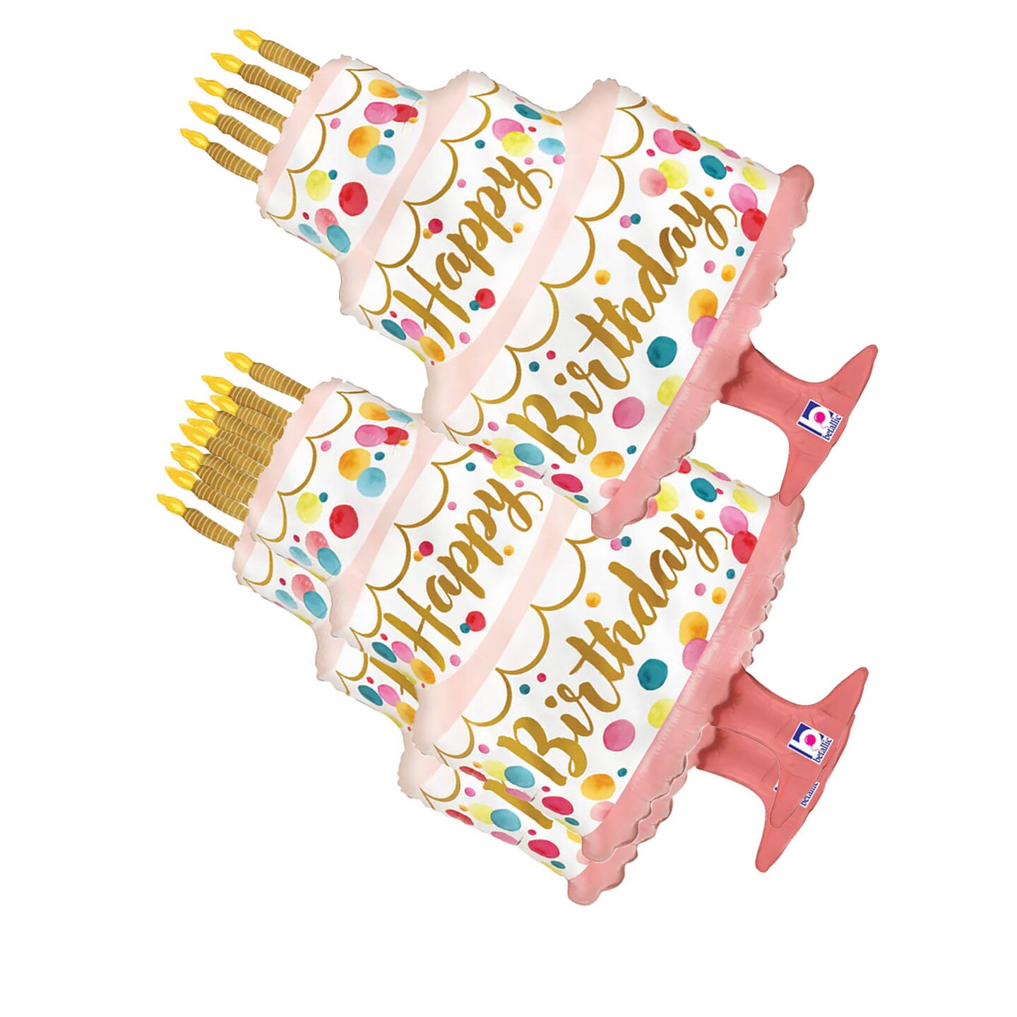 Betallic&#xAE; 33 Inch Happy Birthday Satin Pink Cake Foil Mylar Balloon