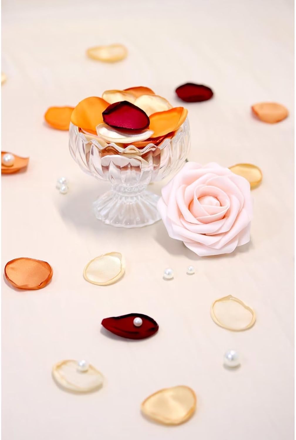 300pcs Orange Rose Petals, Artificial Flower Petals Fall Wedding Decor Flower Girl Petals Terracotta Flower Petals for Wedding
