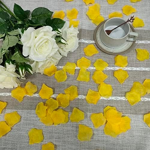 Pound Yellow Rose Petals,2500 Pcs Fake Yellow Flower Pedals for Weddings,Silk Flower Petals Yellow Silk Rose Petals