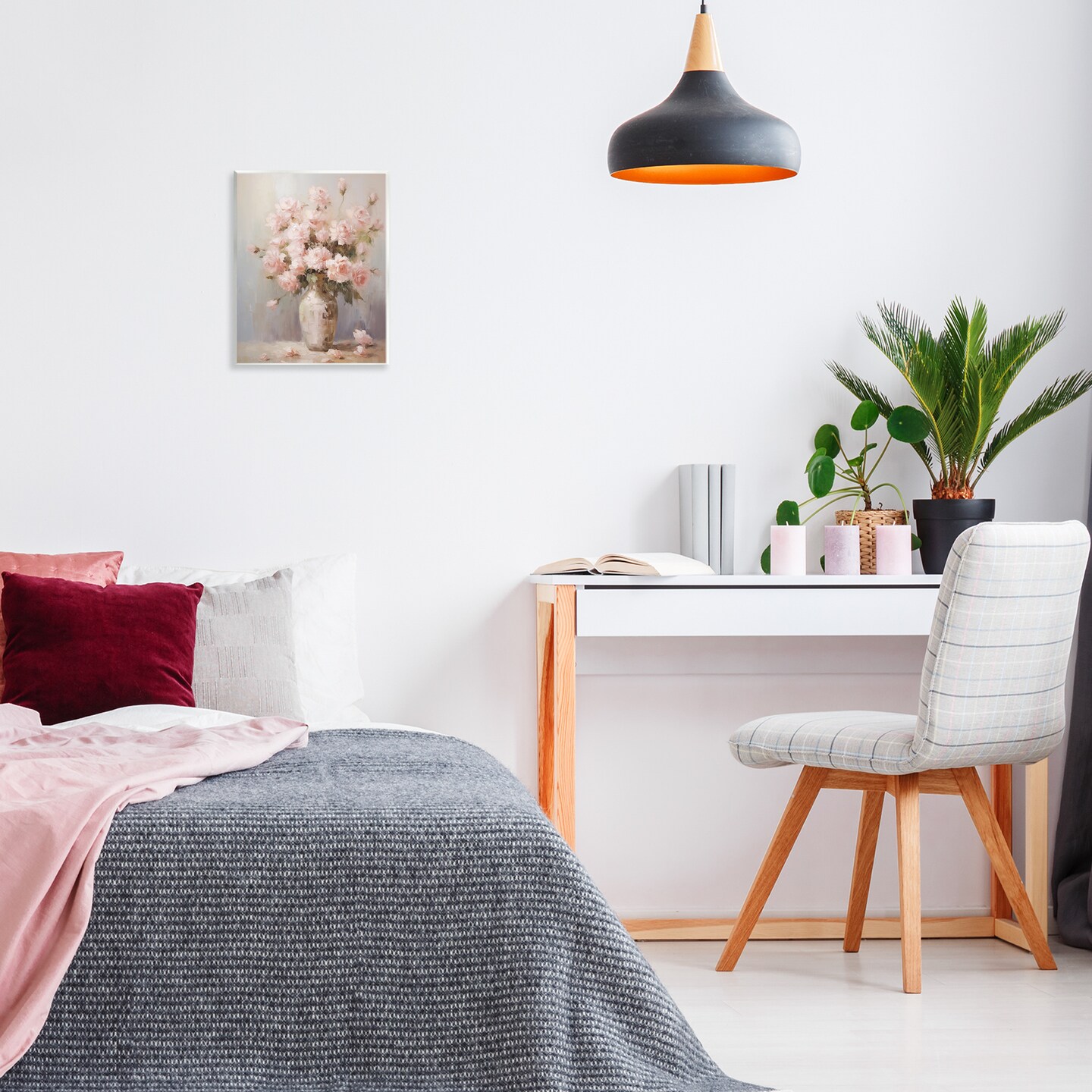 Stupell Industries Vase of Soft Pink Roses Wall Plaque Design by Arlington Prints