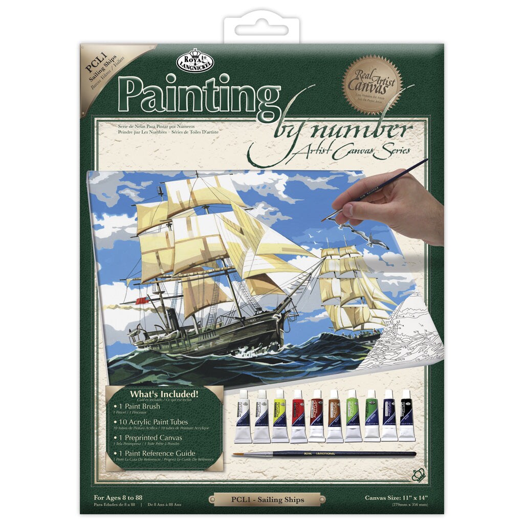 PCL1 | Painting by numbers&#x2122; 13pc 11&#x22; x 14&#x22; Sailing Ships Canvas Painting Project