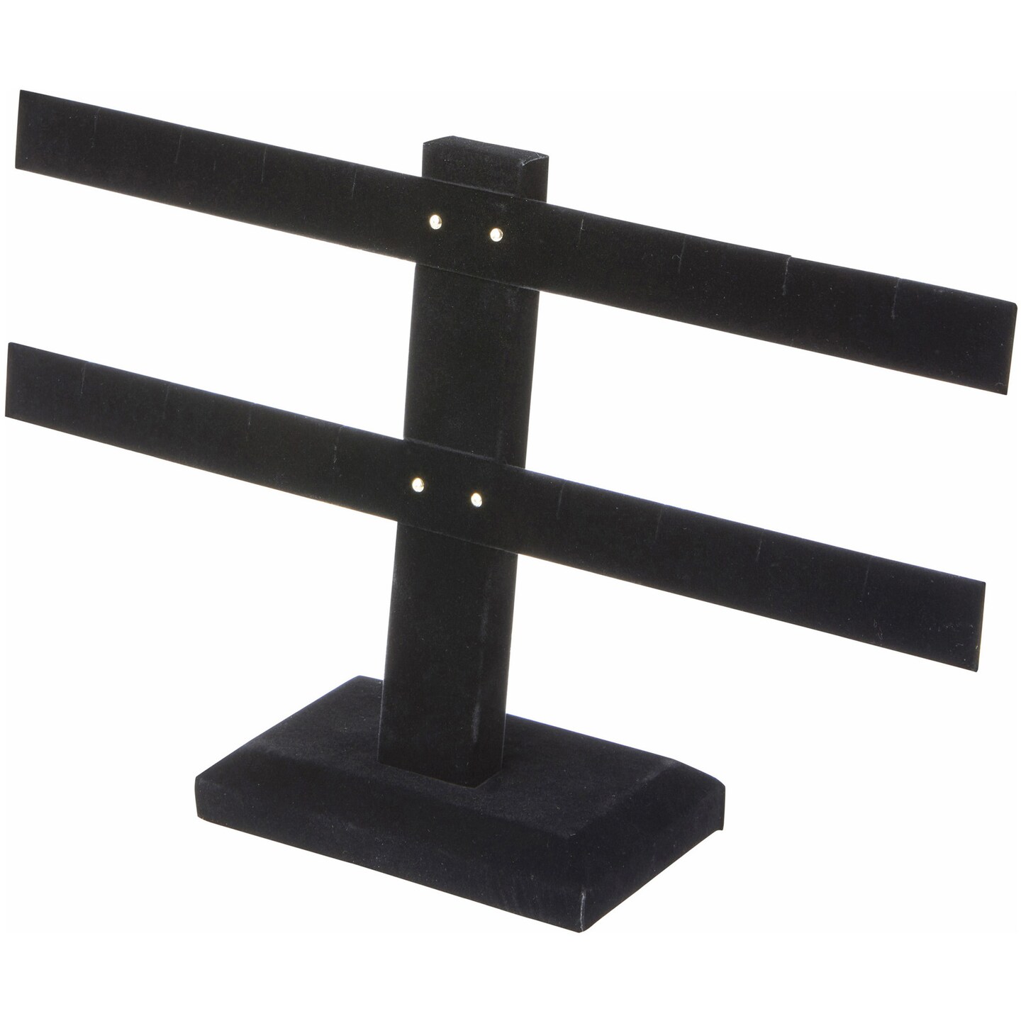 Plymor Black Velvet Double T-Bar, Eight Pair Earring Display Stand, 10.25" W x 6.5" H