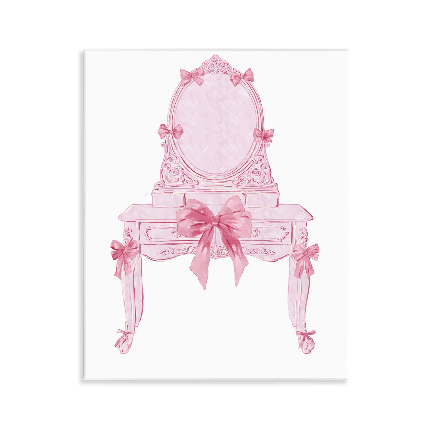 Stupell Industries Lovely Pink Vanity with Bows Wall Plaque Design by Ziwei Li