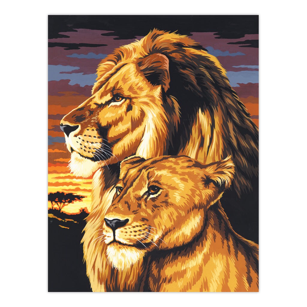 PCS3 | Painting by numbers&#x2122; 10pc 9&#x22; x 12&#x22; Lion &#x26; Lioness Canvas Painting Project