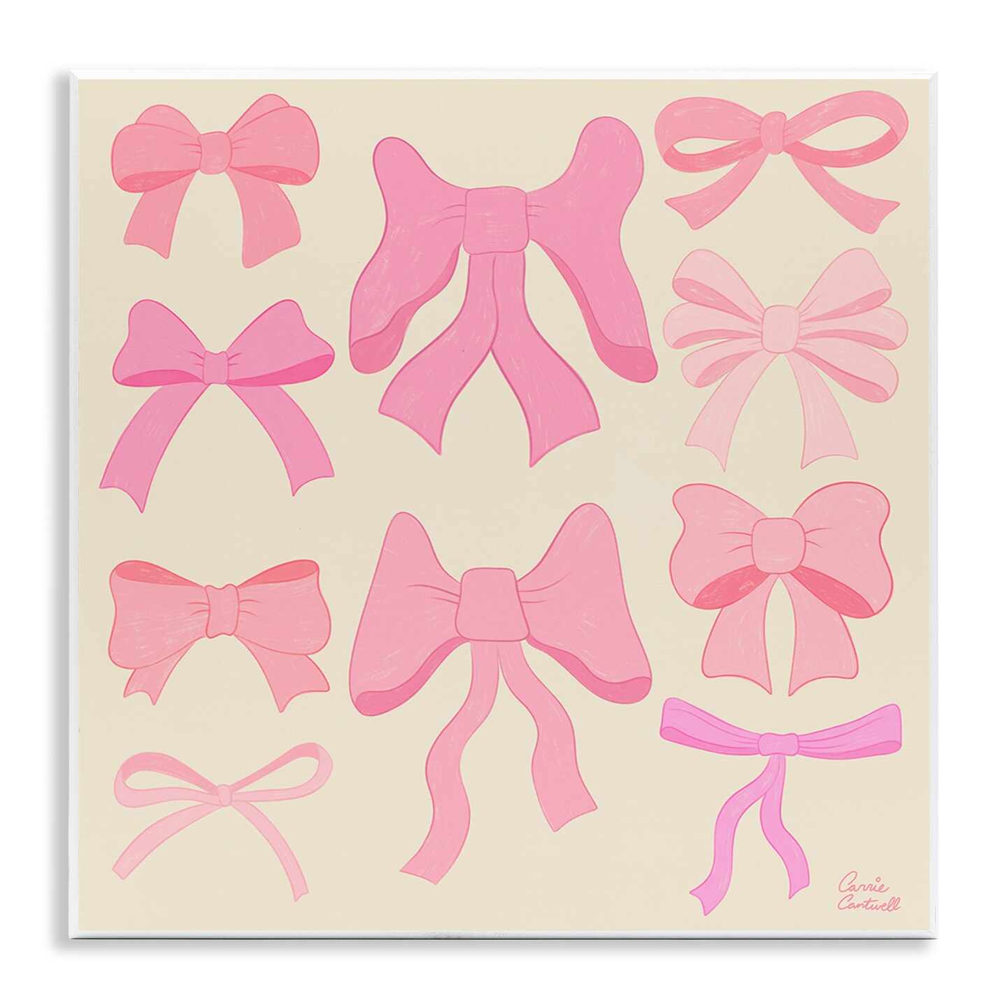 Stupell Industries Trendy Pink Bows Assortment Wall Plaque Design by Carrie Cantwell
