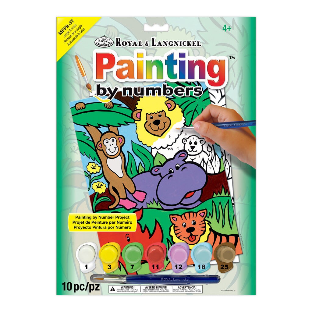 MFP9 | Painting by numbers™ Children's 10pc 8.75" x 11.75" Jungle Animals Painting Project