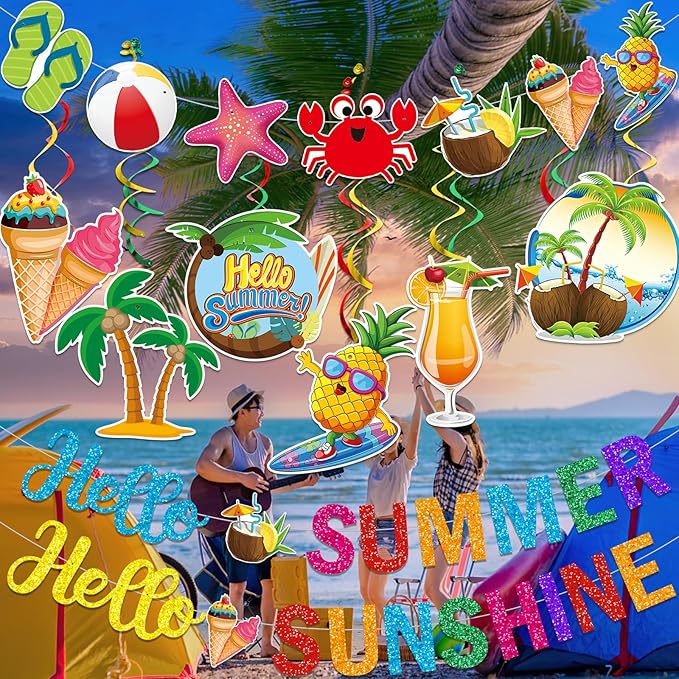 Hello Summer Banner Hello Summer Party Decorations End of School Year Party Decorations Last Day of School Banner Schools Out for Summer Decorations Last Day of School Decorations