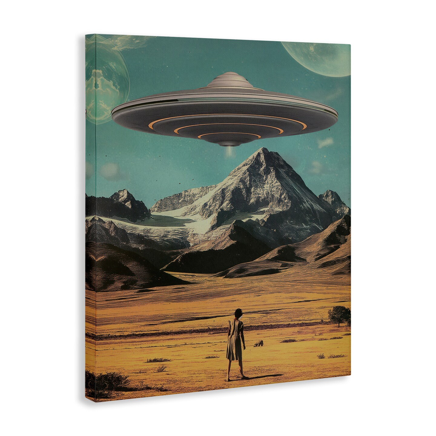 Stupell Industries Woman with Overhead UFO Canvas Design by Wumples