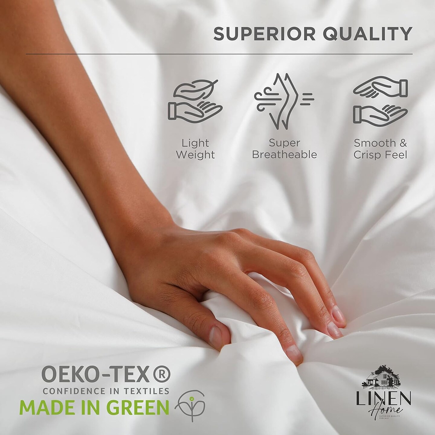 100% Cotton Percale Pillowcases King Size, White, 2 Pieces of Pillow Case, Crisp and Cool Strong Bed Linen