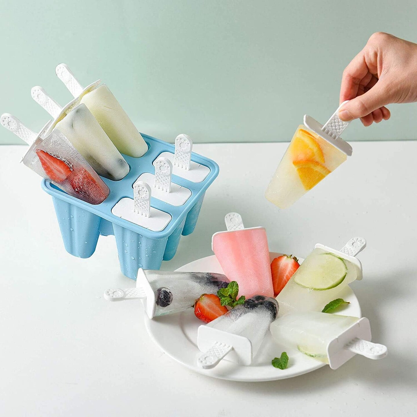 Popsicle Mould&#xFF0C;Popsicle Maker Popsicle Molds 6 Pieces Silicone Ice Pop Molds BPA Free Popsicle Mold Reusable Easy Release Ice Pop Make (Blue)