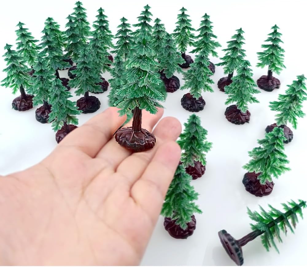 30 PCS Miniature Trees Miniature Christmas Tree Figurines for Crafts Plastic Trees Scenery Landscape Model Pine Tree Diorama Trees