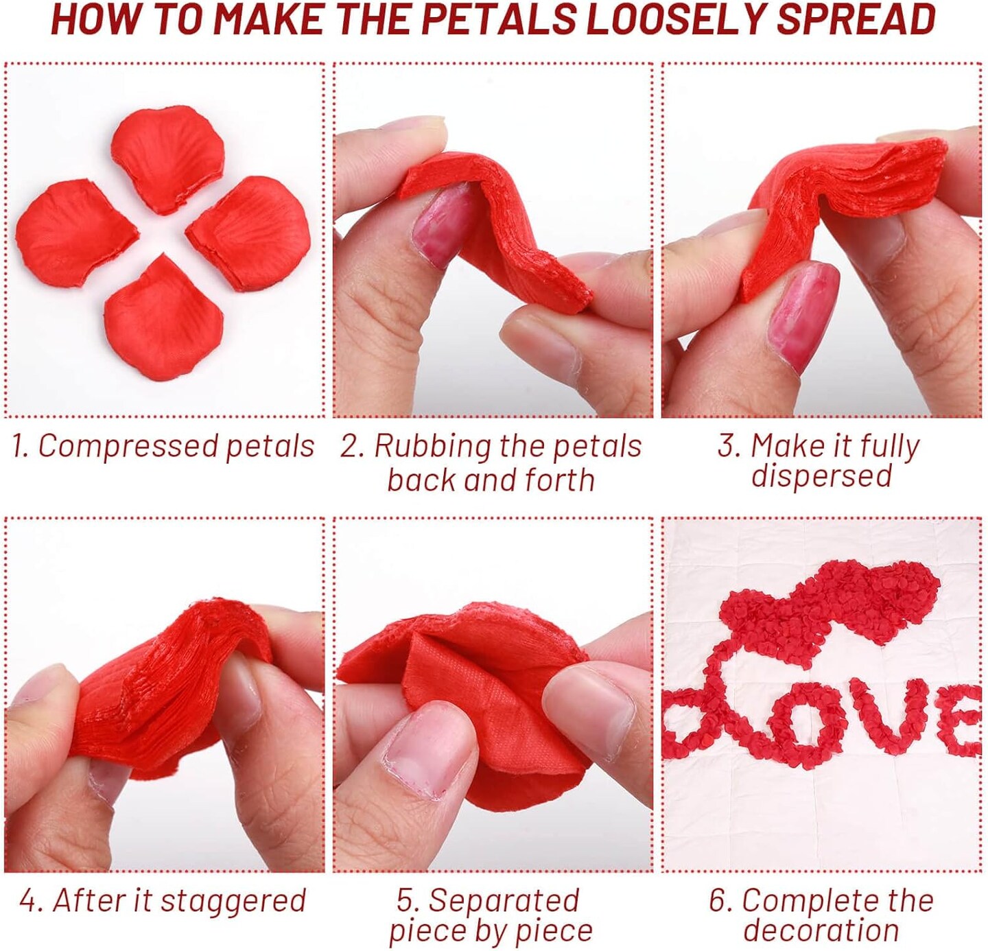 2000 Pieces Artificial Rose Petals with 24 Pieces LED Tea Lights Candles, Romantic Decorations Special Night Set