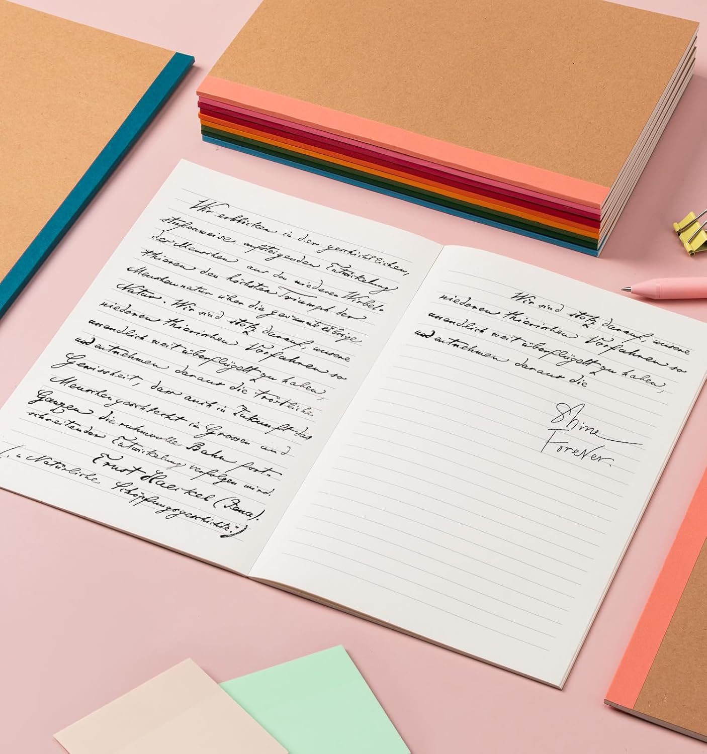 30 Pack Composition Notebook Journals Bulk, A5 Lined College Ruled Notebook, Kraft Cover with Rainbow Spines