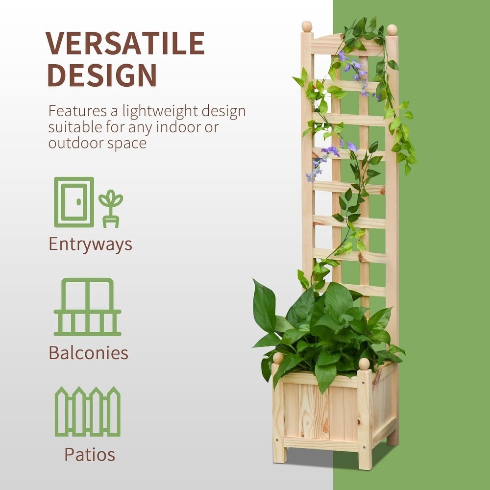 Wooden Raised Garden Planter Bed with Trellis Lattice Panels