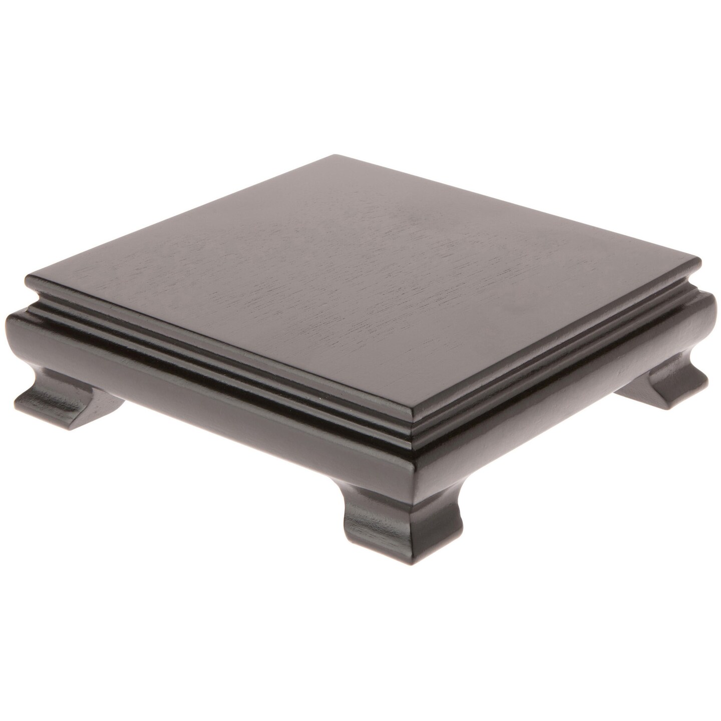 Plymor Black Square Wood Veneer Footed Display Base, 5.5" W x 5.5" D x 1.5" H (5" x 5" Display Area)