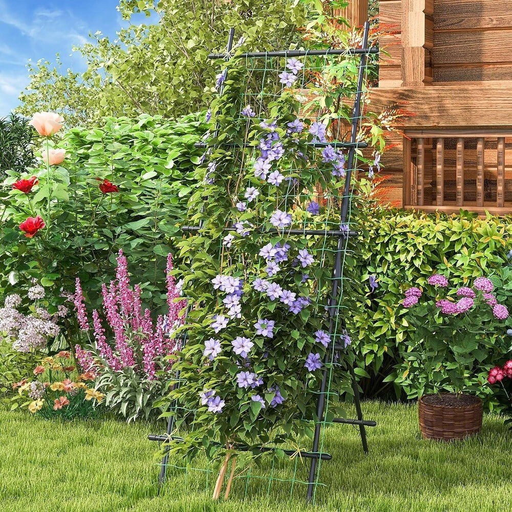74&#x22; Cucumber Plant Support with A-Frame &#x26; Net