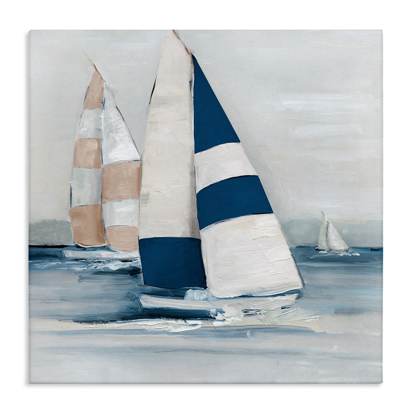 Stupell Industries Striped Sailboat Voyage Canvas Design by Sally Swatland