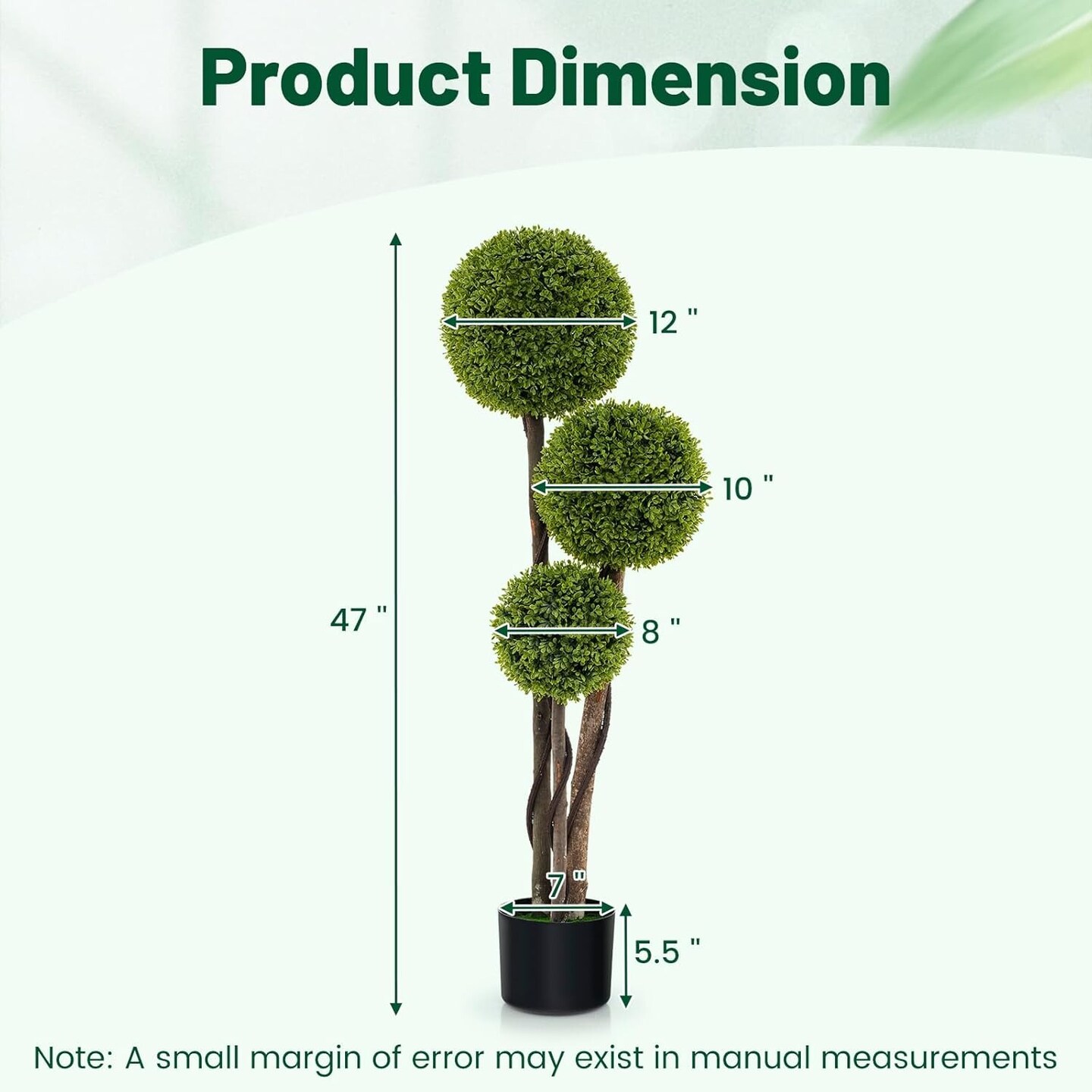 Artificial Three-Ball Boxwood Tree Plant Decor