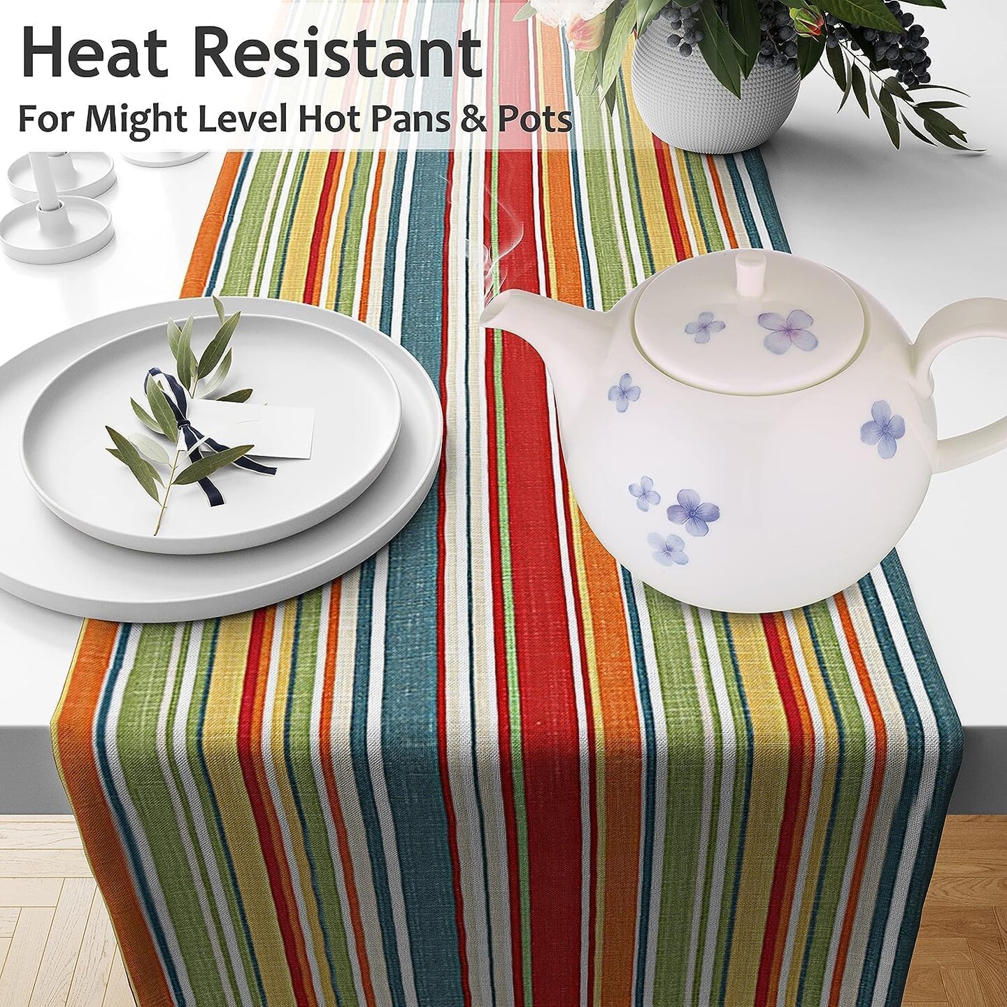 100% Cotton Table Runner 108 Inches Long, Non-Slip, Stain Resistant, Washable &#x26; Reusable Table Runners