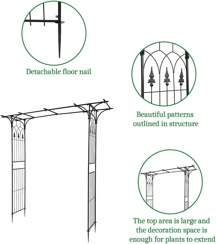 Flat Roof Wrought Iron Garden Arch Trellis Plant Climbing Frame