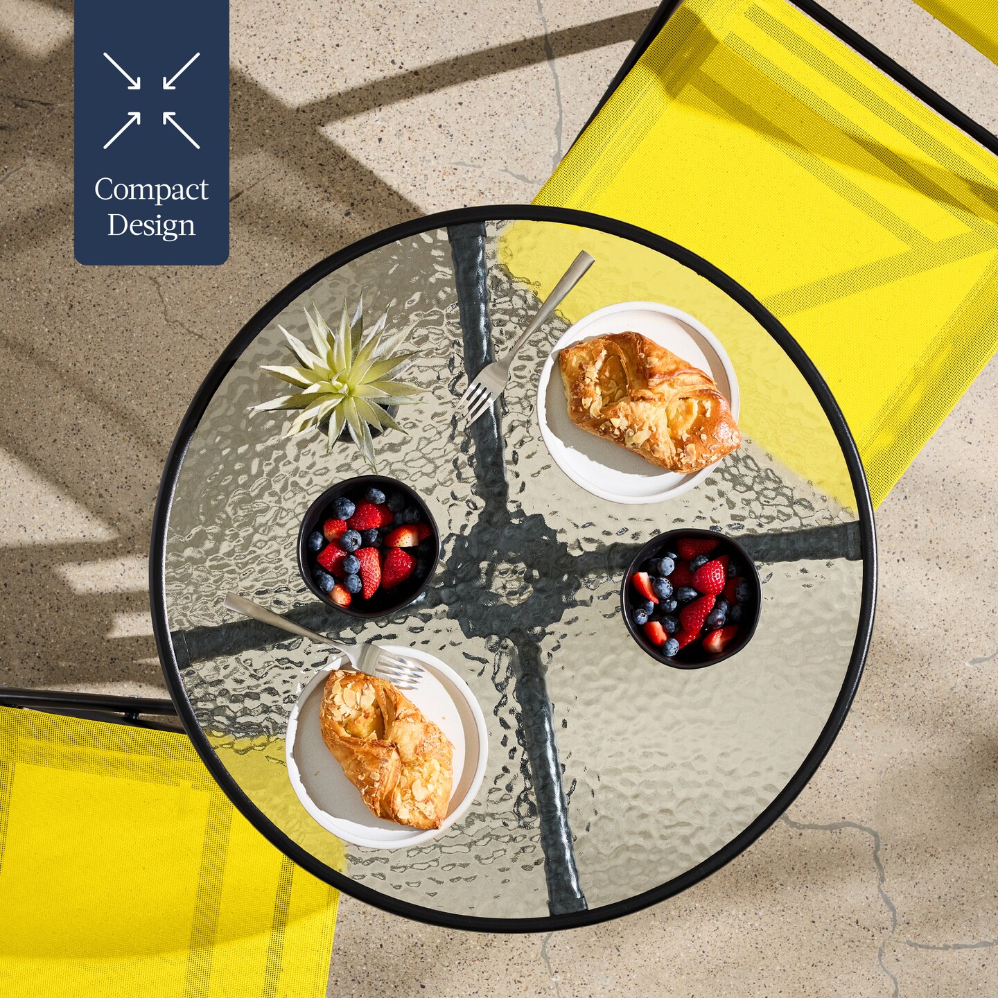 Best Choice Products 3-Piece Patio Bistro Dining Furniture Set w/ Round Textured Glass Tabletop, Folding Chairs