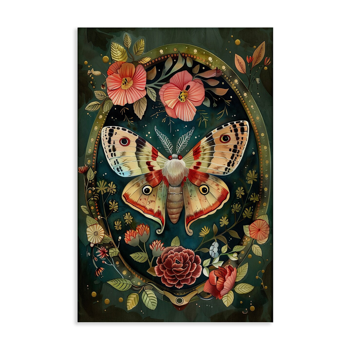 Stupell Industries Victorian Moth & Florals Canvas Design by The Dutch ...