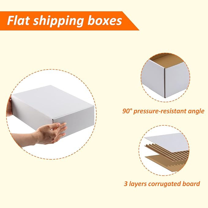 12x9x4 inches Shipping Boxes Set of 20, White Corrugated Cardboard Box Literature Mailer