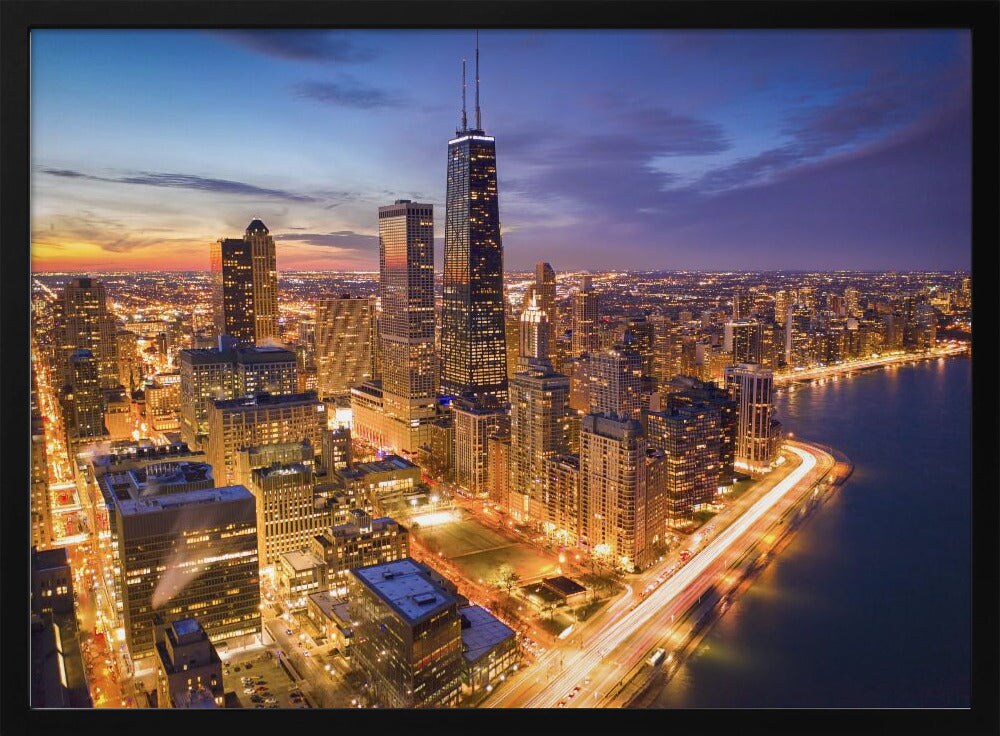 Chicago! Chicago! - Michael Zheng 24x36 Black Framed Art | Home or Office Art