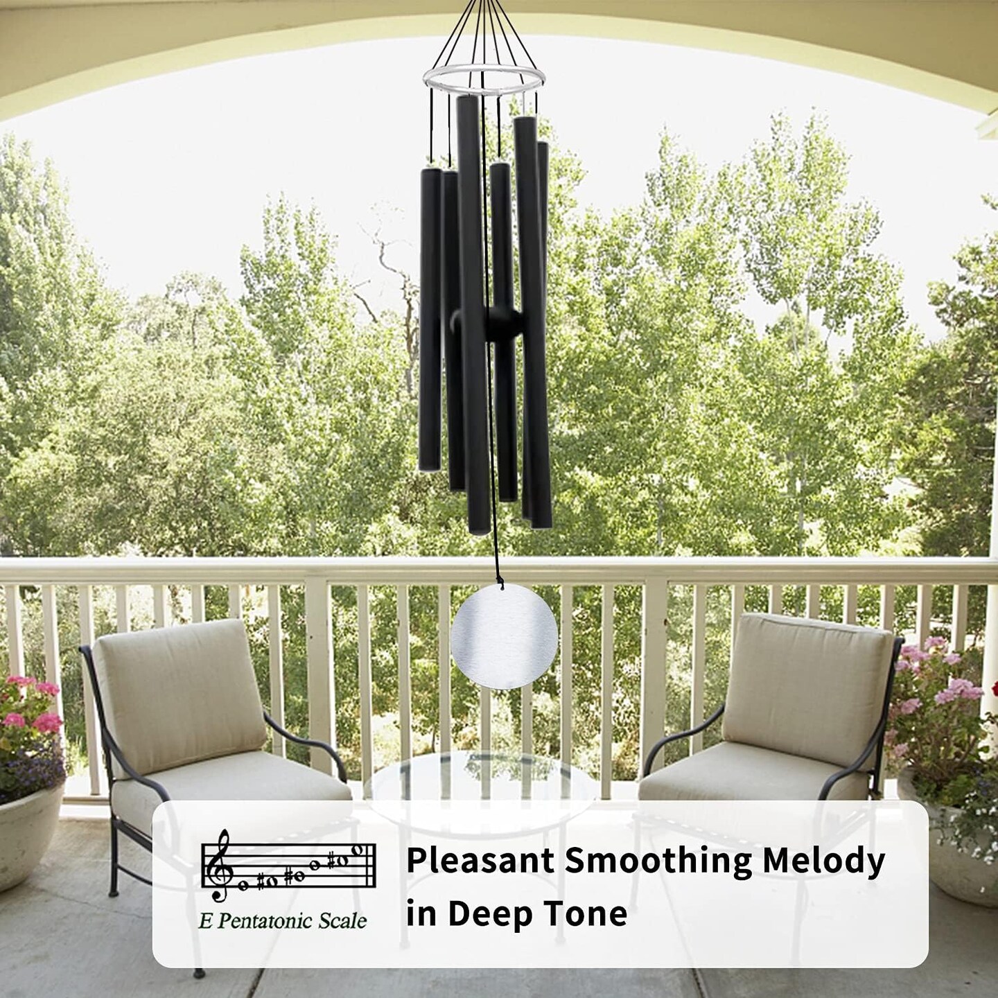 Wind Chimes Outdoor Large Deep Tone,36 Inch Large Chimes for Outside Tuned Relaxing Soothing Low Bass,Memorial Windchimes Sympathy for Mom Dad,Black