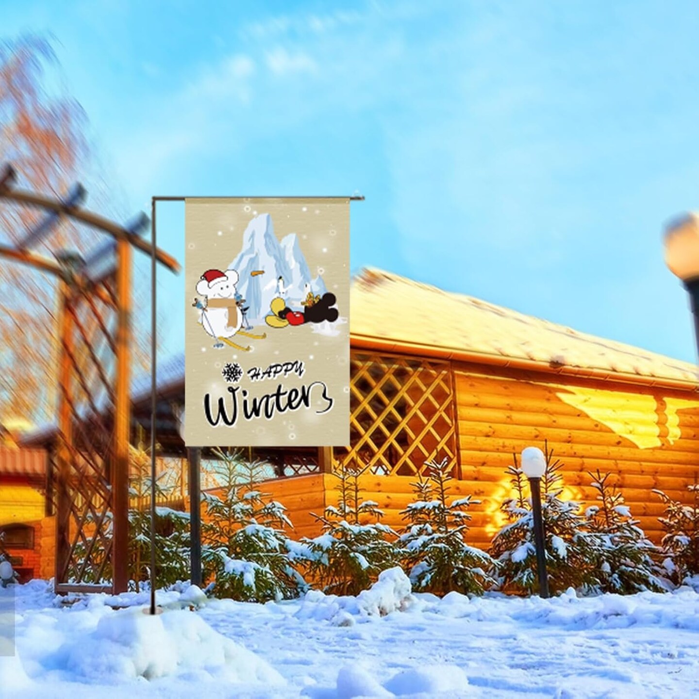 4 Packs Cute Mouse Seasonal Garden Flag Set, Double Sided Cartoon Mouse Yard Flags 12x18 Inch Burlap Outdoor House Flag Holiday Decorations for Summer Halloween Christmas Housewarming Gift