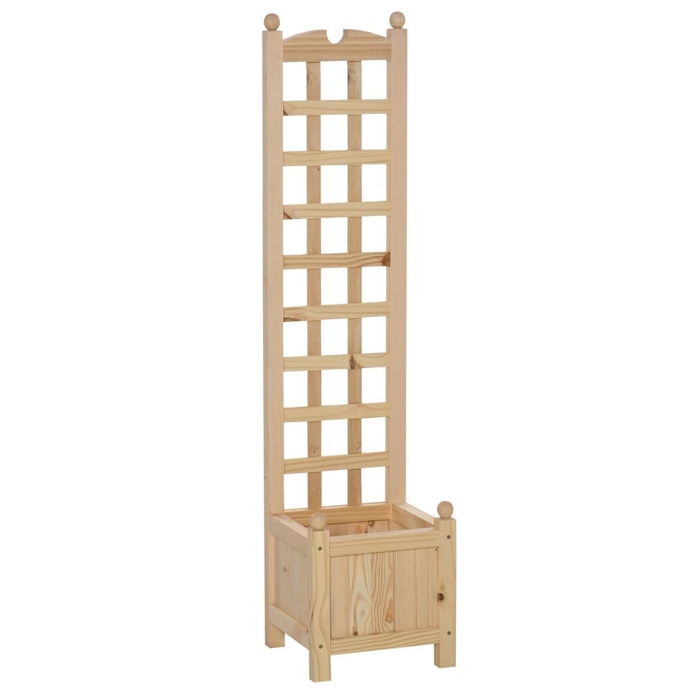 Wooden Raised Garden Planter Bed with Trellis Lattice Panels