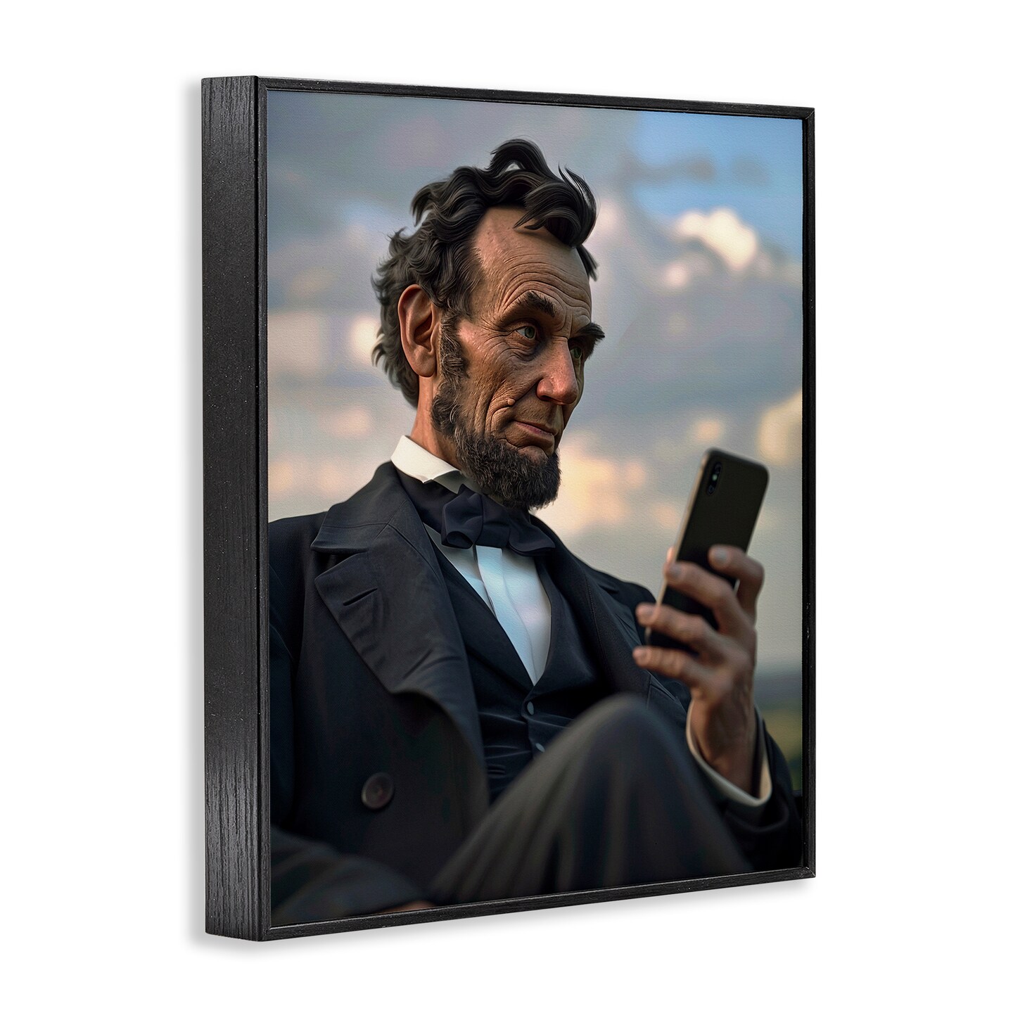 Stupell Industries Abe Lincoln with Cellphone Framed Giclee Design by Michael McKinney