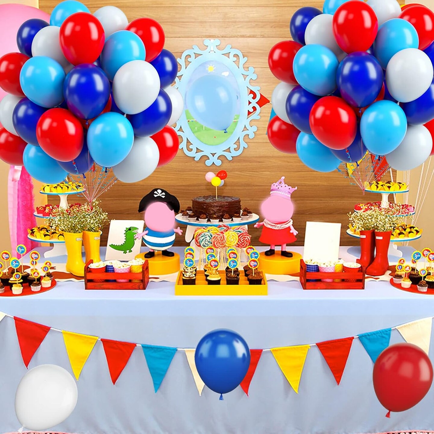 Red White Blue Balloons, 60PCS Red and Blue Balloons, 12Inch Red White and Blue Latex Balloon for Helium Birthday Party Balloons