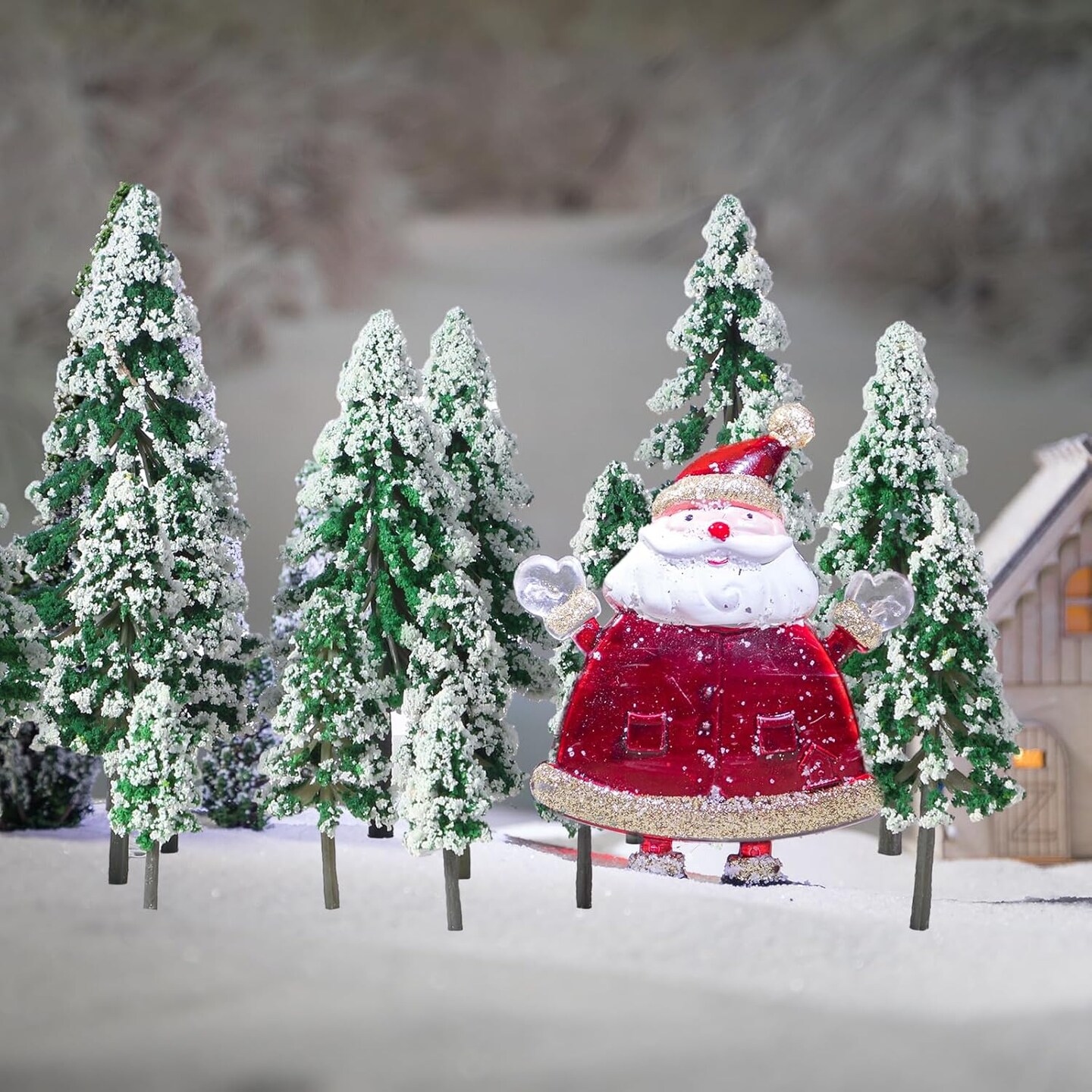 35 Pieces Mini Snow Pine Model Trees 1.97-5.9 Inch, 6 Size Miniature Sisal Snow Frost Trees for Christmas Village Decoration Train Scenery Winter Ornaments DIY Crafts