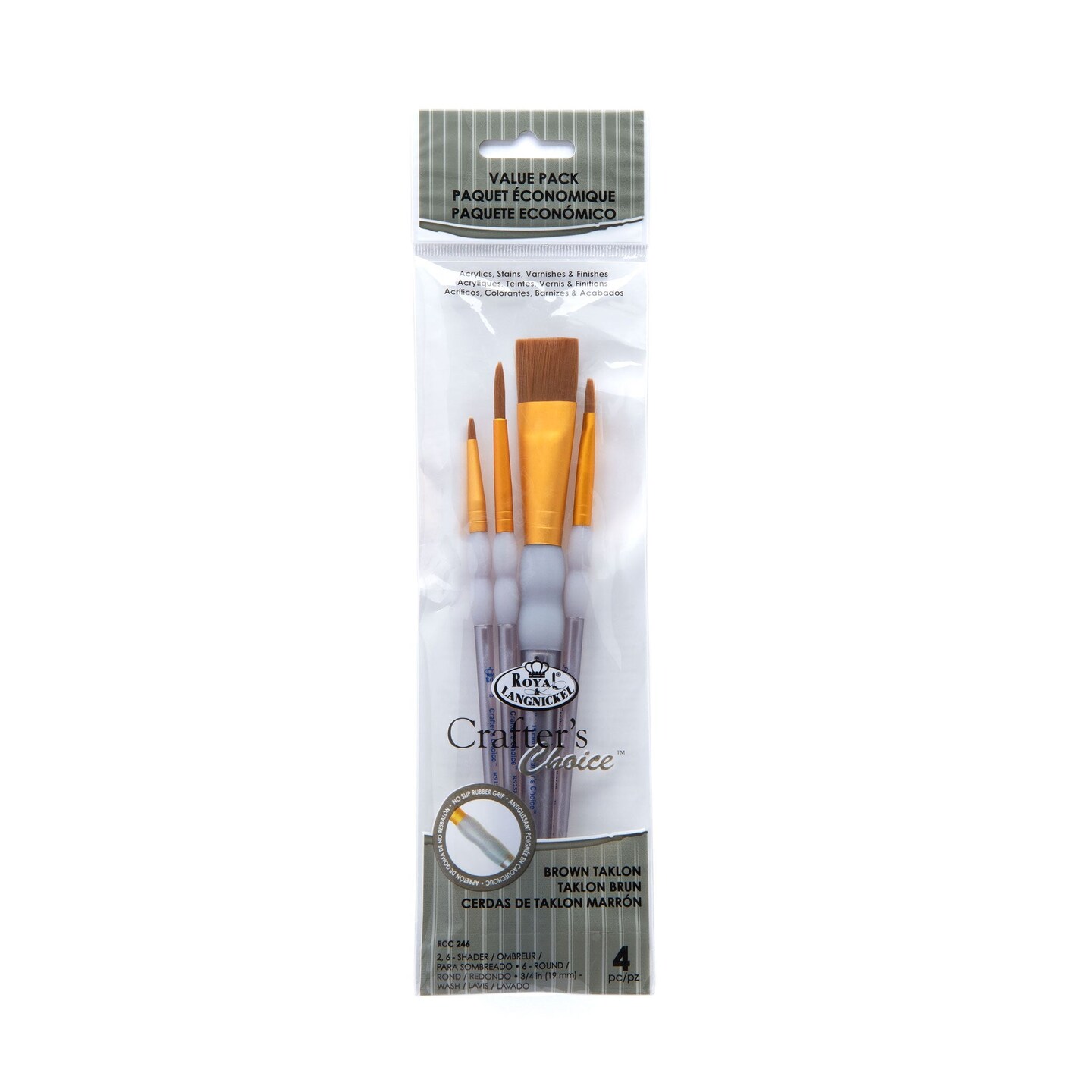RCC 246 | Crafter's Choice™ 4pc Brown Taklon Variety Brush Set